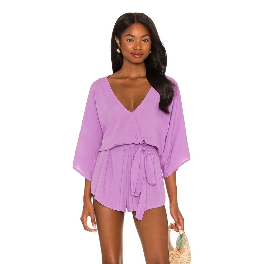 Indah Sunday Kimono Romper in purple in S/M
